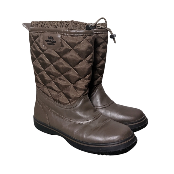 Coach Tall Quilted Winter Boots Size 7 Brown